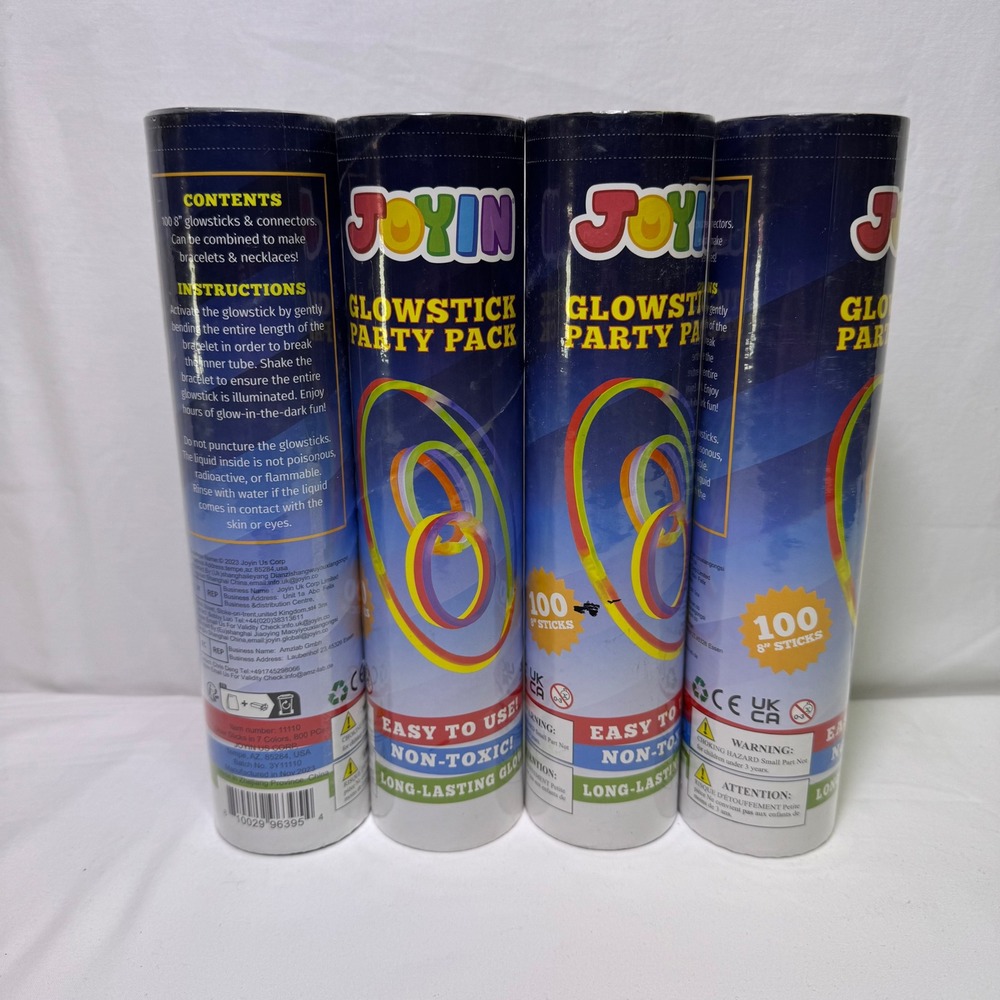 LOT OF 4 JOYIN 100-Piece Glow Stick Party Packs – 400 Total – NEW SEALED